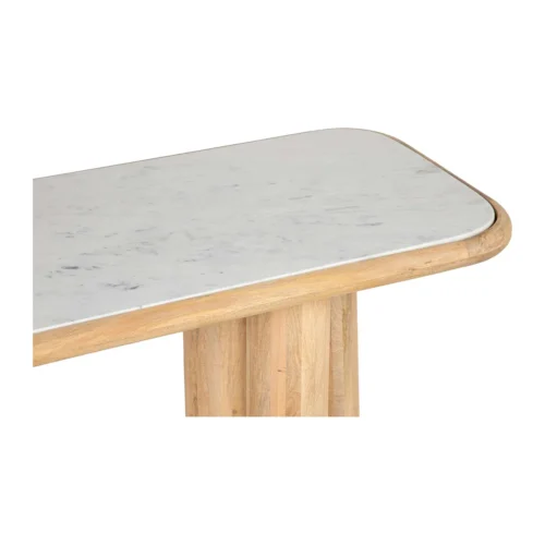 Console profonde marbre blanc et bois de manguier Telo Ethan Chloé 140 × 60 cm — vue 5