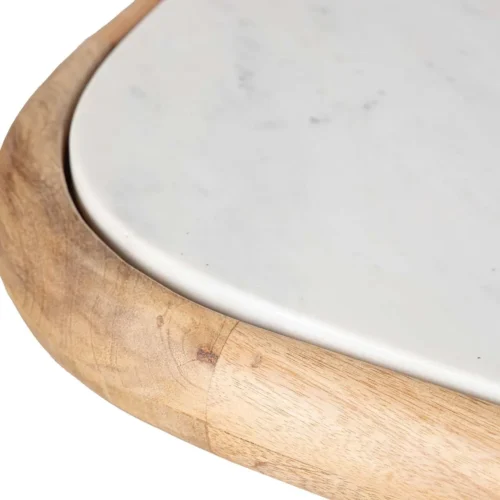 Console profonde marbre blanc et bois de manguier Telo Ethan Chloé 140 × 60 cm — vue 6