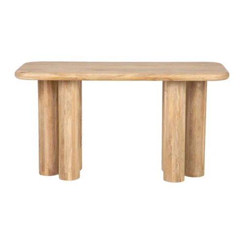 Console profonde bois de manguier Felo colonnes cannelées Ethan Chloé 140 × 60 cm
