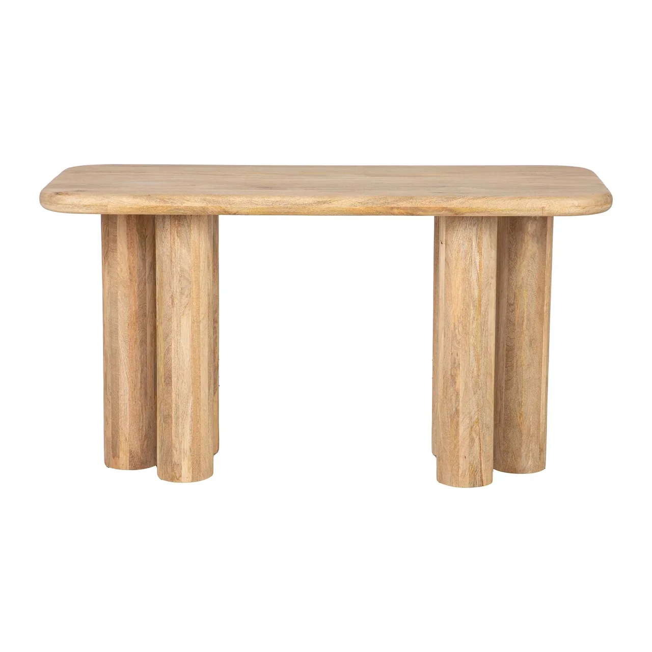 Console profonde bois de manguier Felo colonnes cannelées Ethan Chloé 140 × 60 cm — vue 2