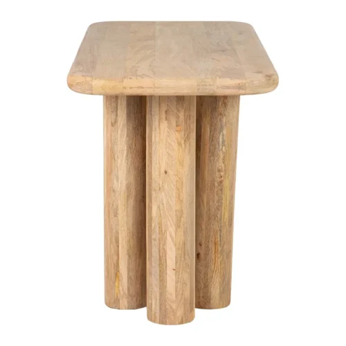 Console profonde bois de manguier Felo colonnes cannelées Ethan Chloé 140 × 60 cm — vue 3