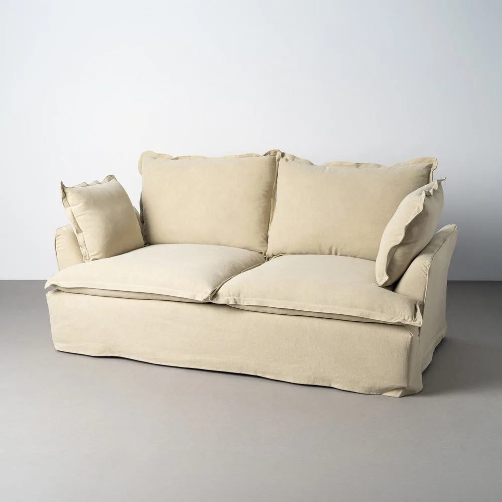 Canapé 2 Places 20% Lin 80% Coton Vert Ixia 200x109x90cm