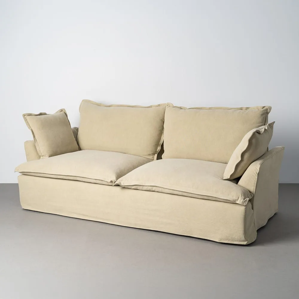 Canapé 3 Places 20% Lin 80% Coton Vert Ixia 230x109x90cm