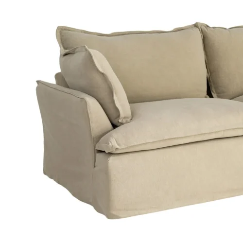 Canapé 3 Places 20% Lin 80% Coton Vert Ixia 230x109x90cm — vue 3