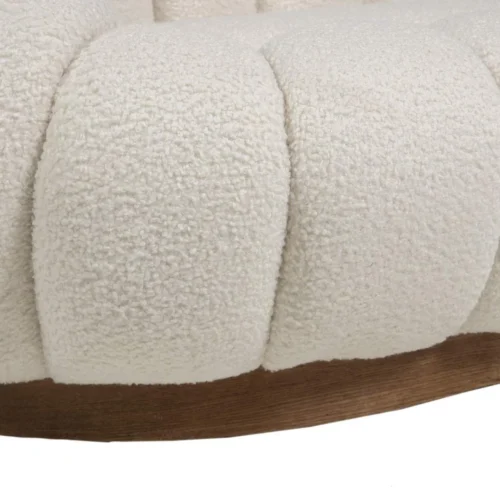 Canapé coquillage bouclette blanc cassé socle bois Ethan Chloé 185 cm — vue 5