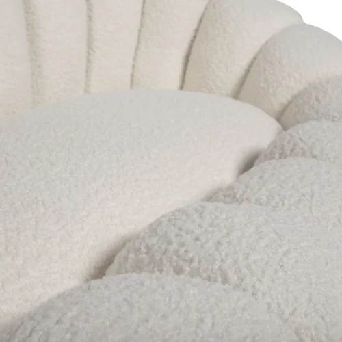 Canapé coquillage bouclette blanc cassé socle bois Ethan Chloé 185 cm — vue 6