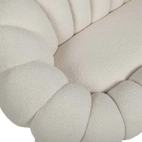 Canapé coquillage bouclette blanc cassé socle bois Ethan Chloé 185 cm — vue 7