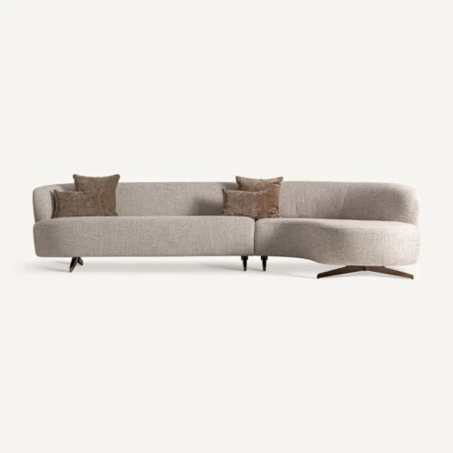 Canapé tissu marron et chêne noyer 314 cm Vical Home