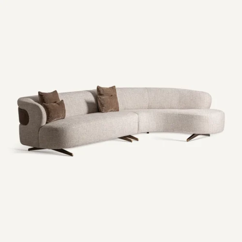 Canapé tissu marron et chêne noyer 314 cm Vical Home — vue 2