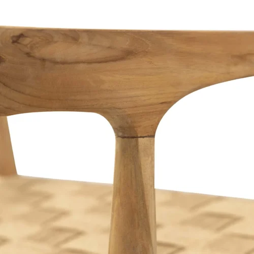 Chaise à accoudoirs dossier courbe teck et corde Ethan Chloé assise basse 58 cm — vue 3