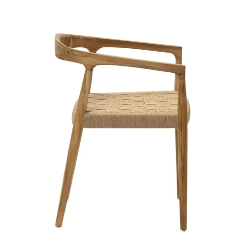 Chaise à accoudoirs dossier courbe teck et corde Ethan Chloé assise basse 58 cm — vue 7