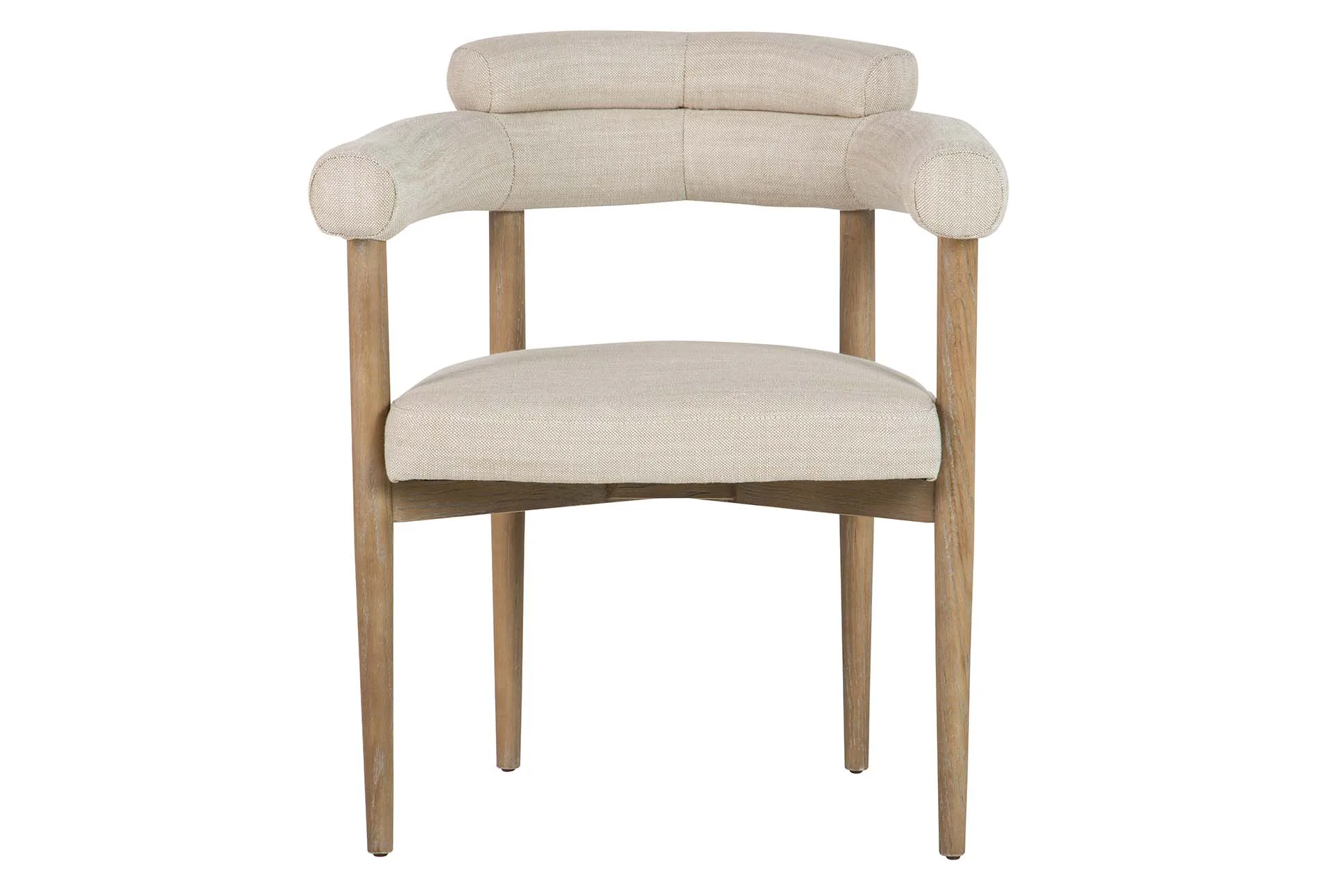 Chaise frêne accoudoirs rembourrés tissu écru Ethan Chloé 66 cm — vue 2