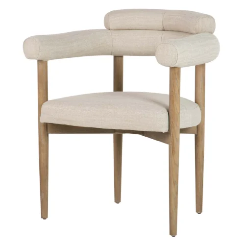 Chaise frêne accoudoirs rembourrés tissu écru Ethan Chloé 66 cm — vue 3
