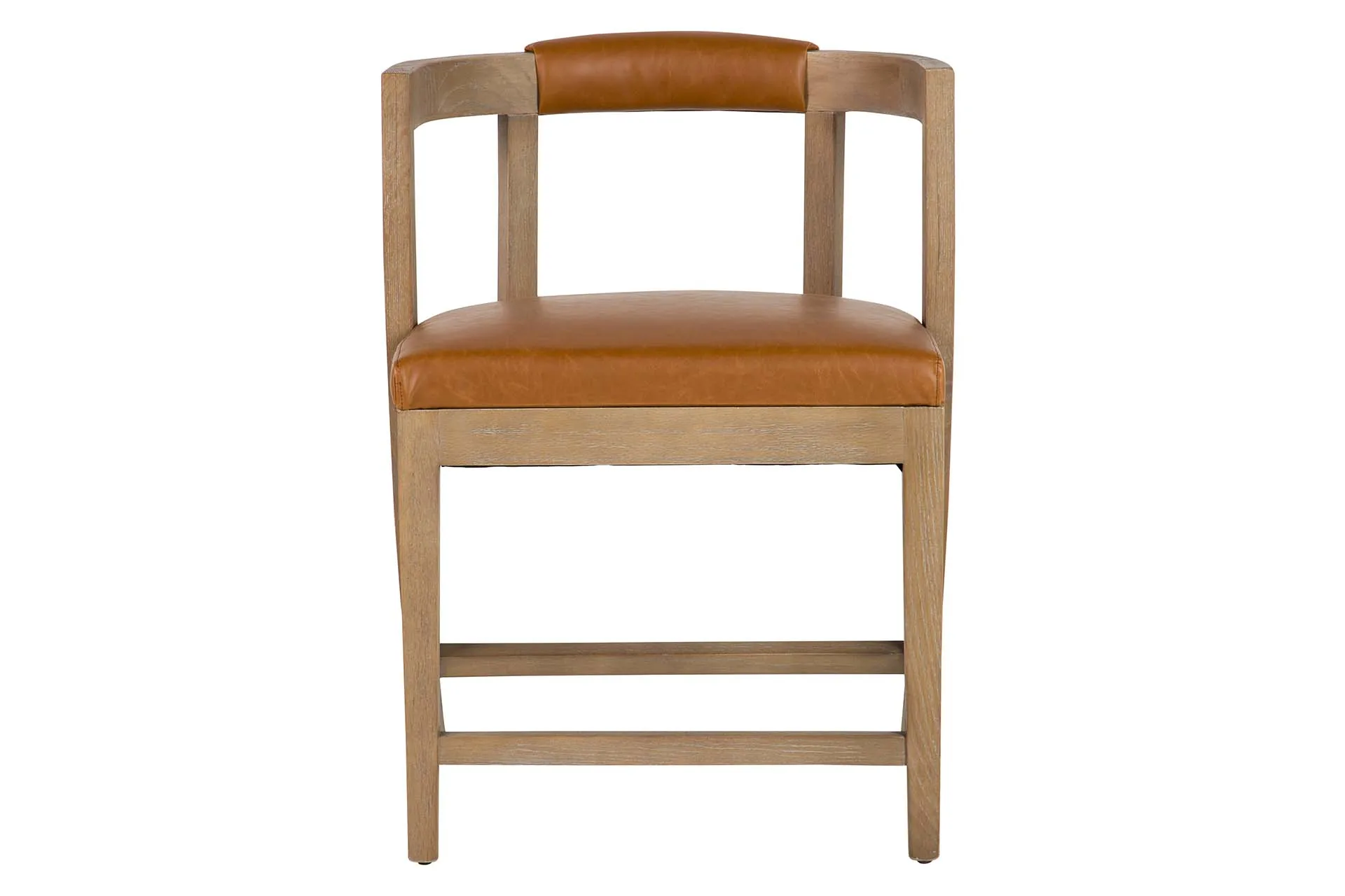 Chaise frêne aspect cuir cognac dossier bandeau Ethan Chloé 59 cm