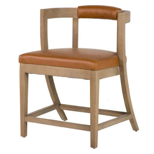 Chaise frêne aspect cuir cognac dossier bandeau Ethan Chloé 59 cm — vue 2