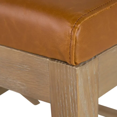Chaise frêne aspect cuir cognac dossier bandeau Ethan Chloé 59 cm — vue 3
