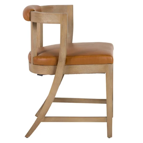 Chaise frêne aspect cuir cognac dossier bandeau Ethan Chloé 59 cm — vue 6
