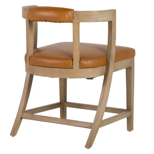 Chaise frêne aspect cuir cognac dossier bandeau Ethan Chloé 59 cm — vue 7