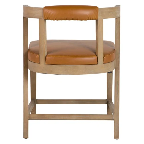 Chaise frêne aspect cuir cognac dossier bandeau Ethan Chloé 59 cm — vue 8