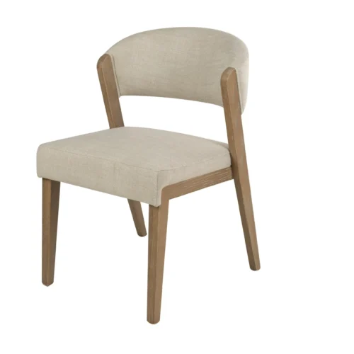 Chaise frêne dossier bandeau écru grège assise garnie Ethan Chloé 53 cm — vue 2