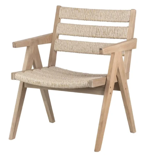 Chaises et tables à manger Ethan Chloé Chaise piètement compas dossier bas Mozambique orme et rotin Ethan Chloé 66 cm — vue 2
