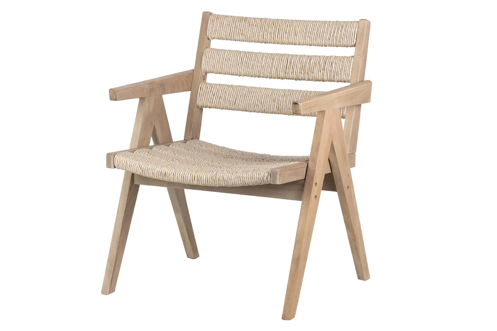 Chaise piètement compas dossier bas Mozambique orme et rotin Ethan Chloé 66 cm — vue 2