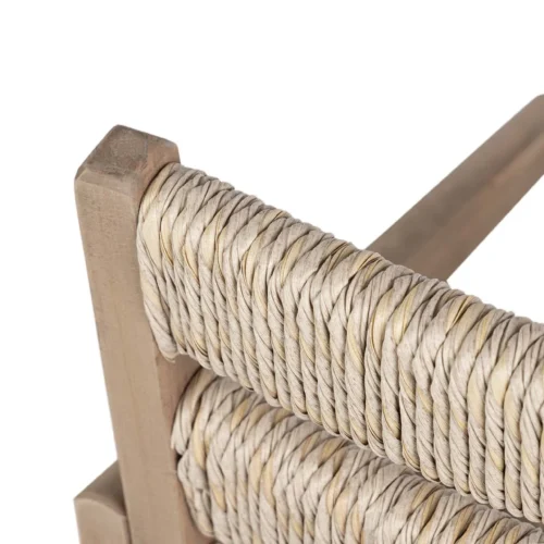 Chaise piètement compas dossier bas Mozambique orme et rotin Ethan Chloé 66 cm — vue 3