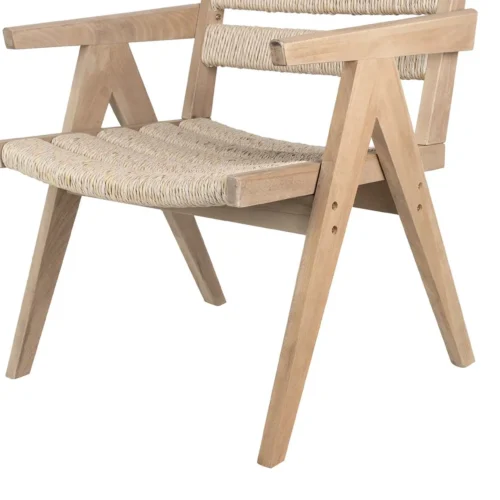 Chaise piètement compas dossier bas Mozambique orme et rotin Ethan Chloé 66 cm — vue 5