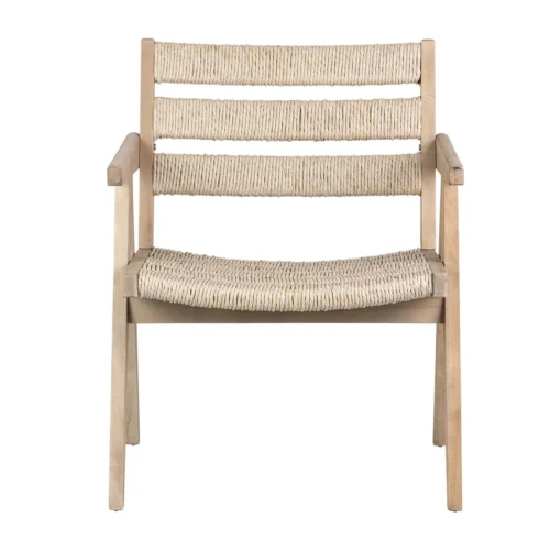 Chaise piètement compas dossier bas Mozambique orme et rotin Ethan Chloé 66 cm — vue 6
