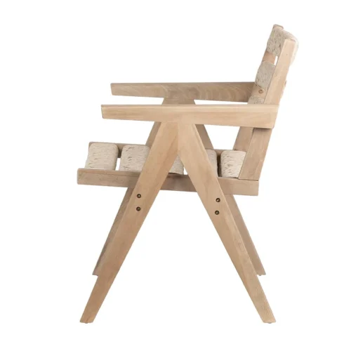 Chaise piètement compas dossier bas Mozambique orme et rotin Ethan Chloé 66 cm — vue 7