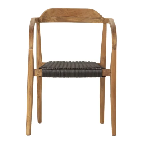 Chaises et tables à manger Ethan Chloé Chaise rotin brun foncé et teck dossier et accoudoirs courbes Ethan Chloé 60 cm