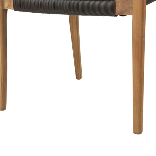 Chaise rotin brun foncé et teck dossier et accoudoirs courbes Ethan Chloé 60 cm — vue 3