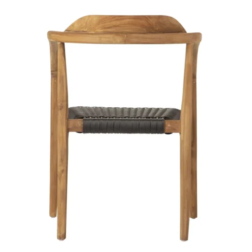 Chaise rotin brun foncé et teck dossier et accoudoirs courbes Ethan Chloé 60 cm — vue 5