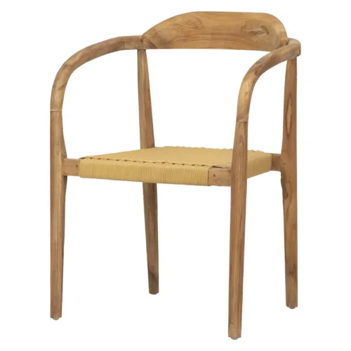 Chaise teck à accoudoirs courbes assise tissée Ethan Chloé 60 cm — vue 3