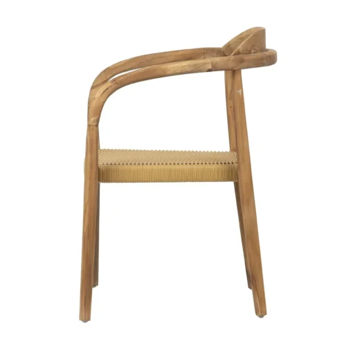 Chaise teck à accoudoirs courbes assise tissée Ethan Chloé 60 cm — vue 4