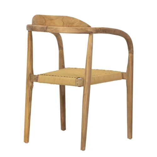 Chaise teck à accoudoirs courbes assise tissée Ethan Chloé 60 cm — vue 6