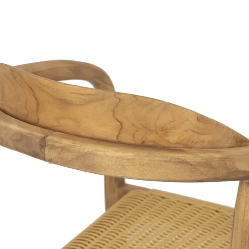 Chaise teck à accoudoirs courbes assise tissée Ethan Chloé 60 cm — vue 7
