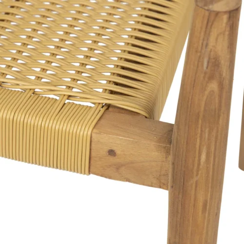Chaise teck à accoudoirs courbes assise tissée Ethan Chloé 60 cm — vue 8