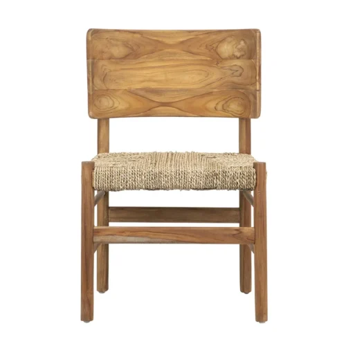 Chaises et tables à manger Ethan Chloé Chaise teck assise tissée dossier galbé d'une seule pièce Ethan Chloé 55 cm — vue 2