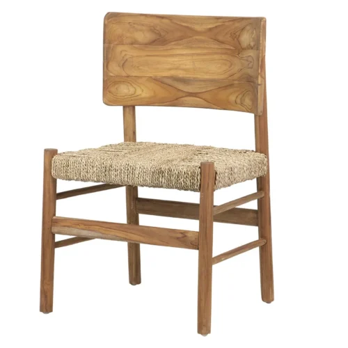 Chaise teck assise tissée dossier galbé d'une seule pièce Ethan Chloé 55 cm — vue 3