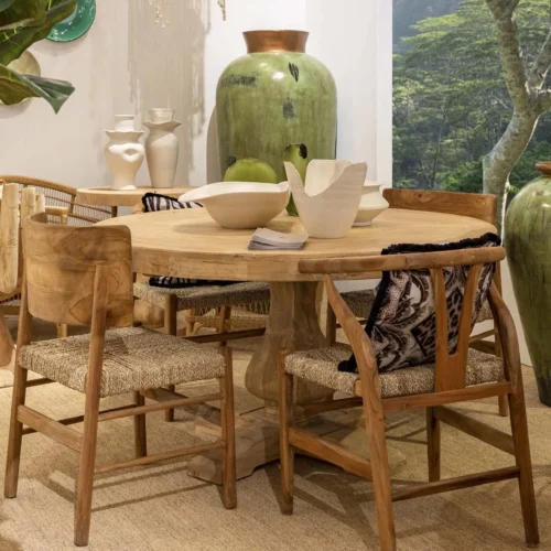 Chaise teck assise tissée dossier galbé d'une seule pièce Ethan Chloé 55 cm — vue 4