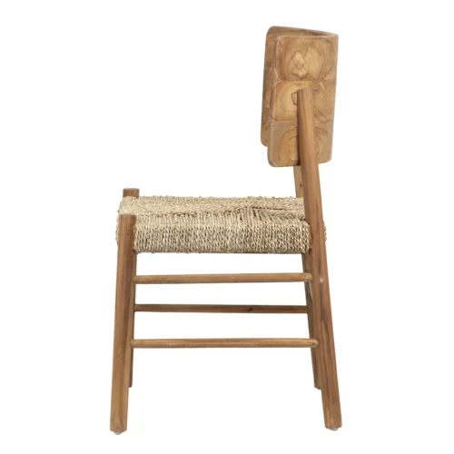 Chaise teck assise tissée dossier galbé d'une seule pièce Ethan Chloé 55 cm — vue 7
