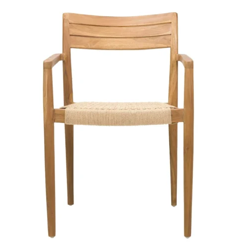 Chaises et tables à manger Ethan Chloé Chaise teck empilable assise corde dossier bandeau Ethan Chloé 52 cm