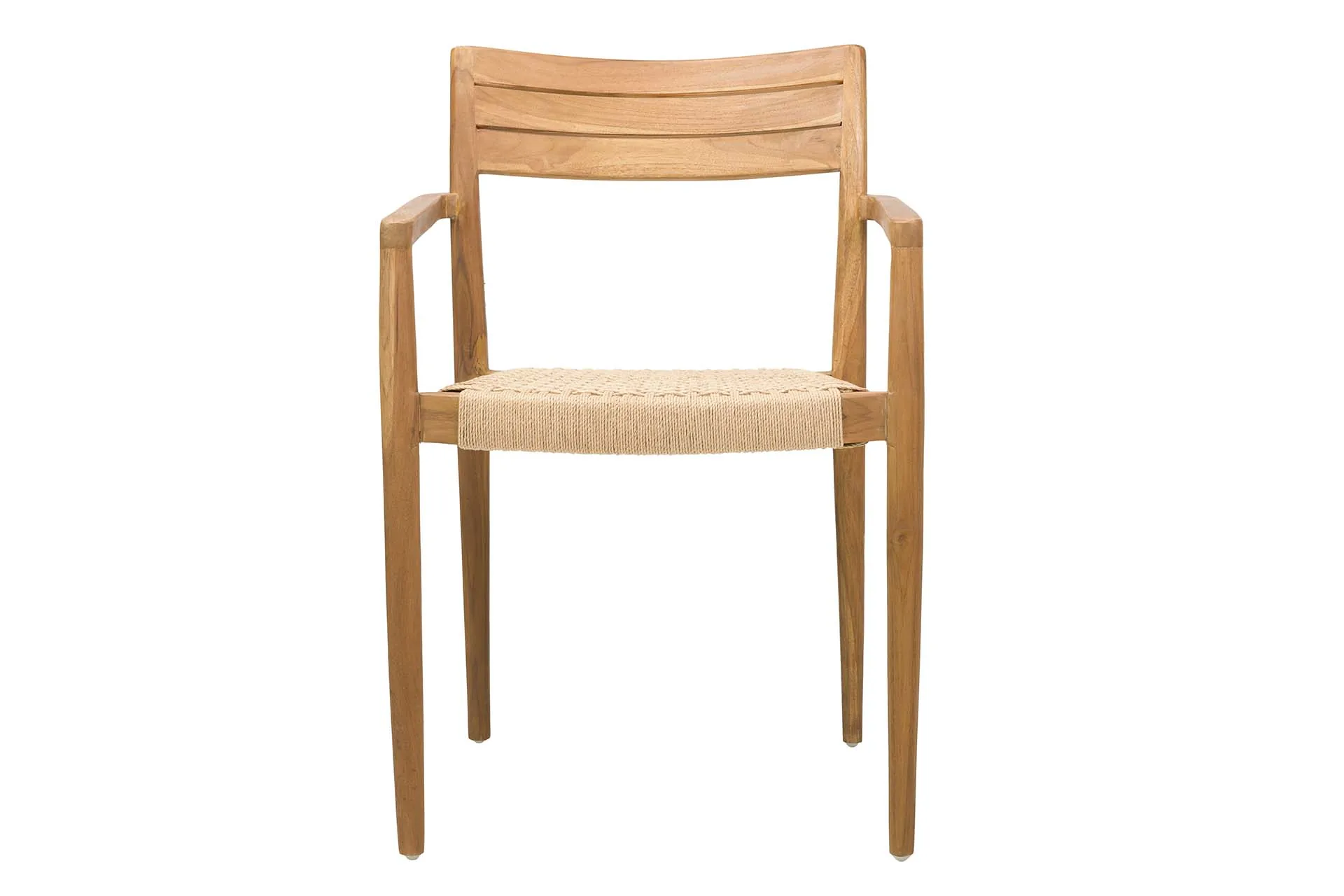 Chaise teck empilable assise corde dossier bandeau Ethan Chloé 52 cm