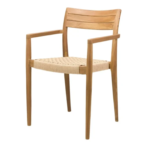 Chaise teck empilable assise corde dossier bandeau Ethan Chloé 52 cm — vue 2