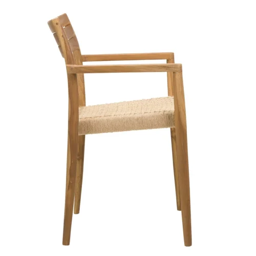 Chaise teck empilable assise corde dossier bandeau Ethan Chloé 52 cm — vue 5