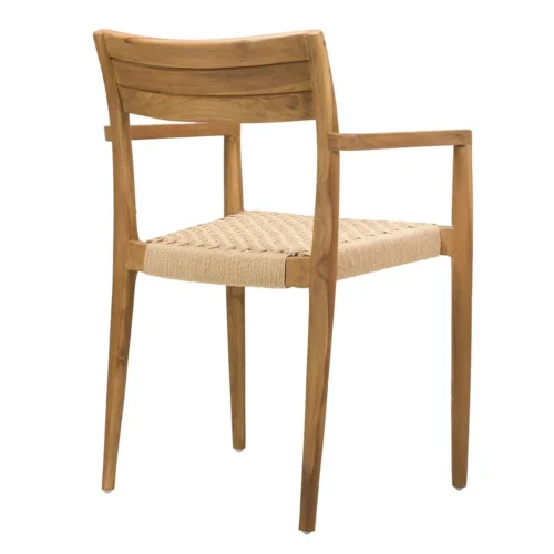 Chaise teck empilable assise corde dossier bandeau Ethan Chloé 52 cm — vue 6