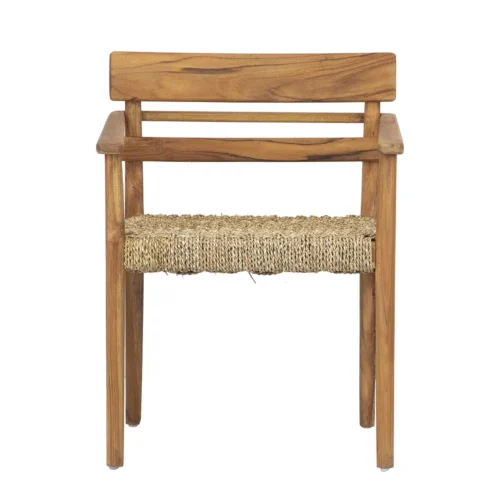 Chaises et tables à manger Ethan Chloé Chaise teck et rotin naturel accoudoirs droits Ethan Chloé 60 cm