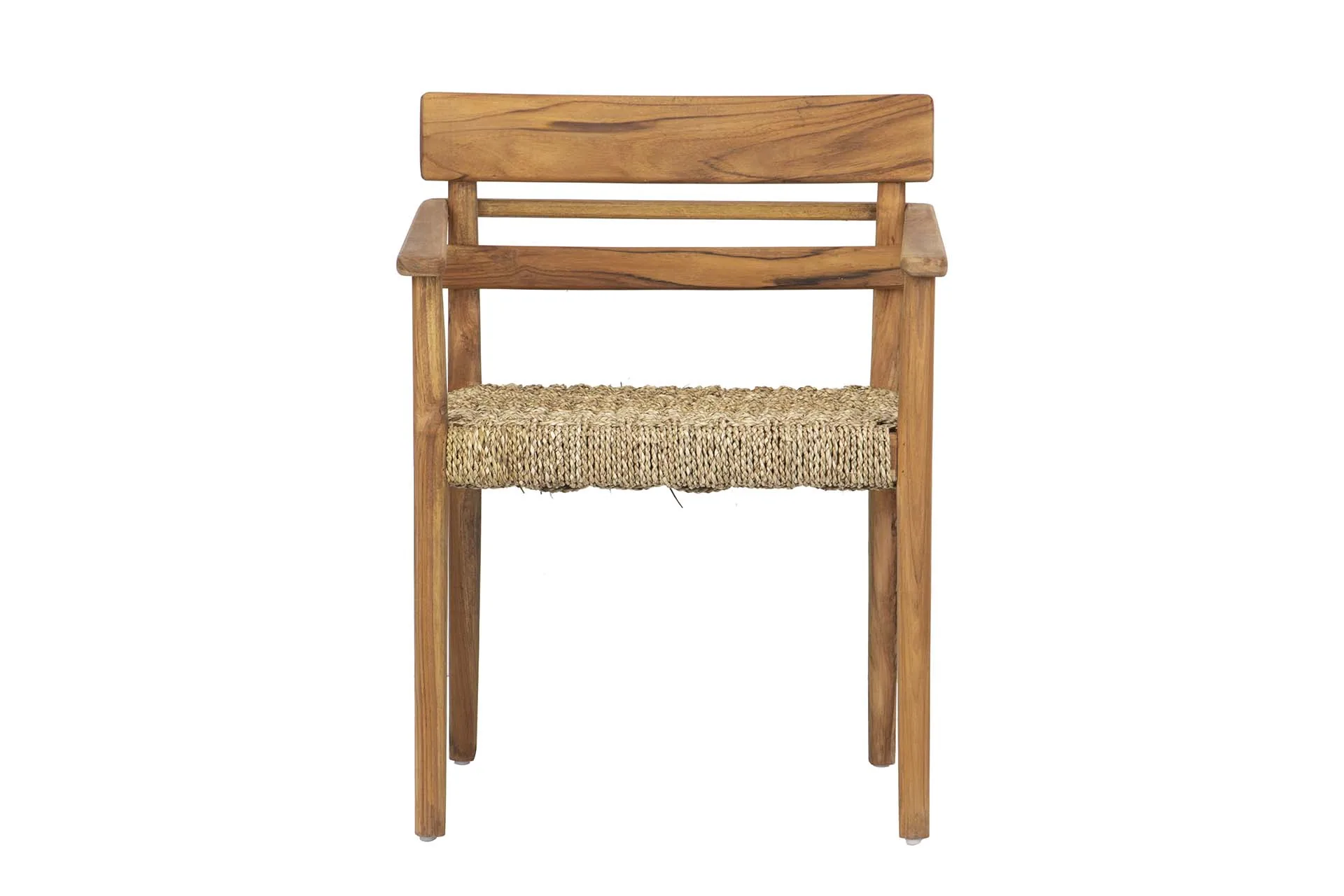 Chaise teck et rotin naturel accoudoirs droits Ethan Chloé 60 cm