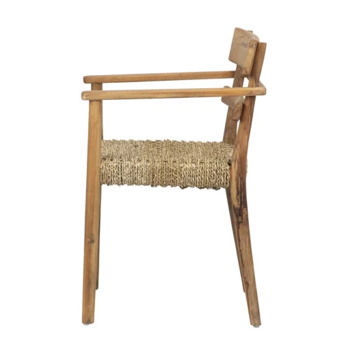 Chaise teck et rotin naturel accoudoirs droits Ethan Chloé 60 cm — vue 4